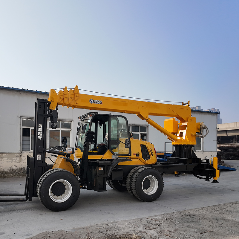 6T+8T 4M5J Rough Terrain Forklift Tail Crane