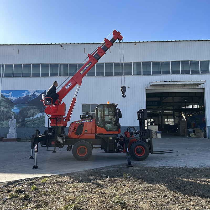 3.5T+3T 3M4J Rough Terrain Forklift Tail Crane