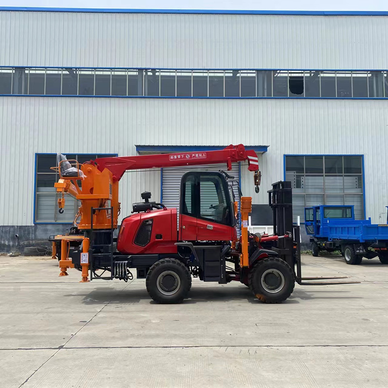 3.5T+3T 3M3J Rough Terrain Forklift Tail Crane